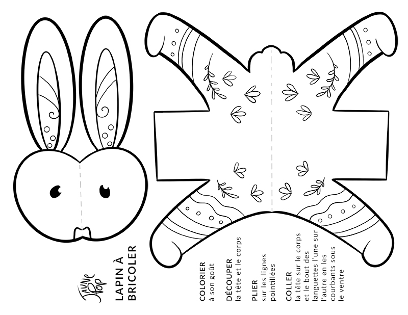 bricolage de lapin à imprimer gratuitement créé par Jaune Pop