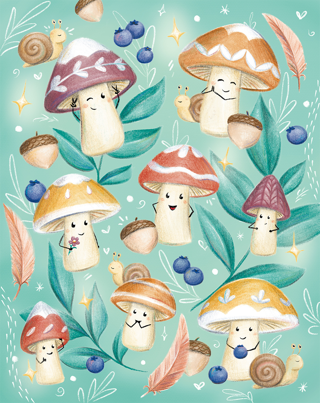 Illustration de champignons par Jaune Pop