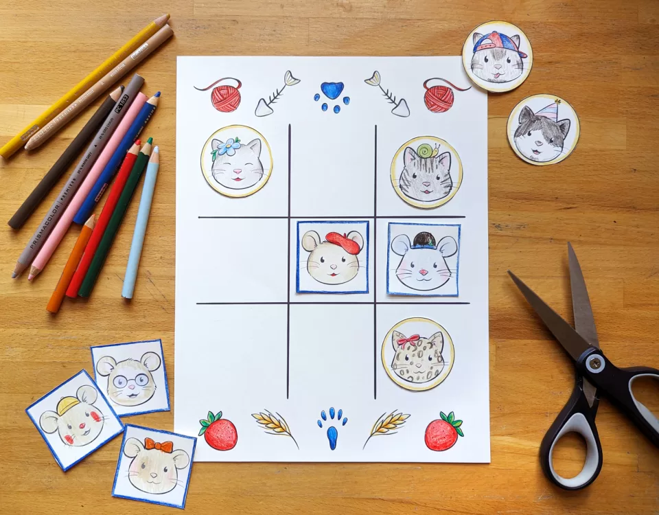 Jeu de Tic-tac-toe à imprimer et bricoler par Jaune Pop