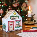 Petite maison pâtisserie de Noël gratuite à colorier et bricoler Jaune Pop