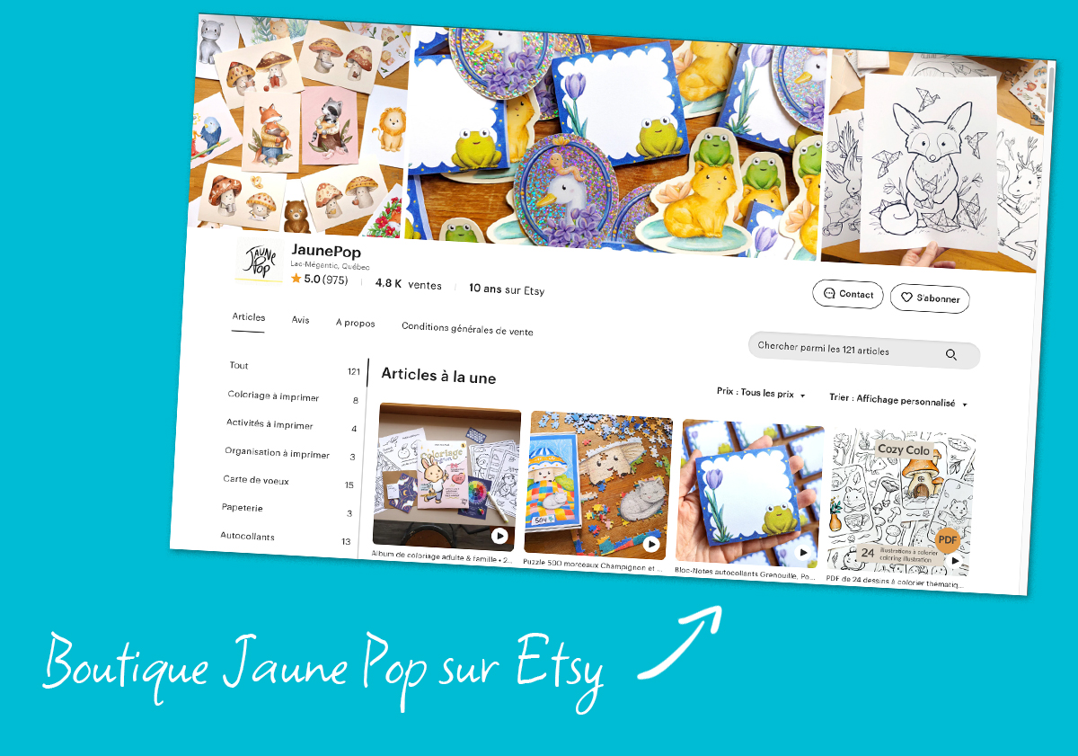 Boutique Jaune Pop sur Etsy